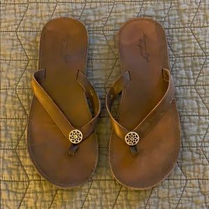 Brown Leather Flip Flop Sandals